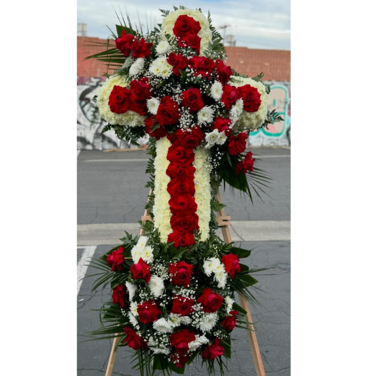 Large red white cross with base arrangement