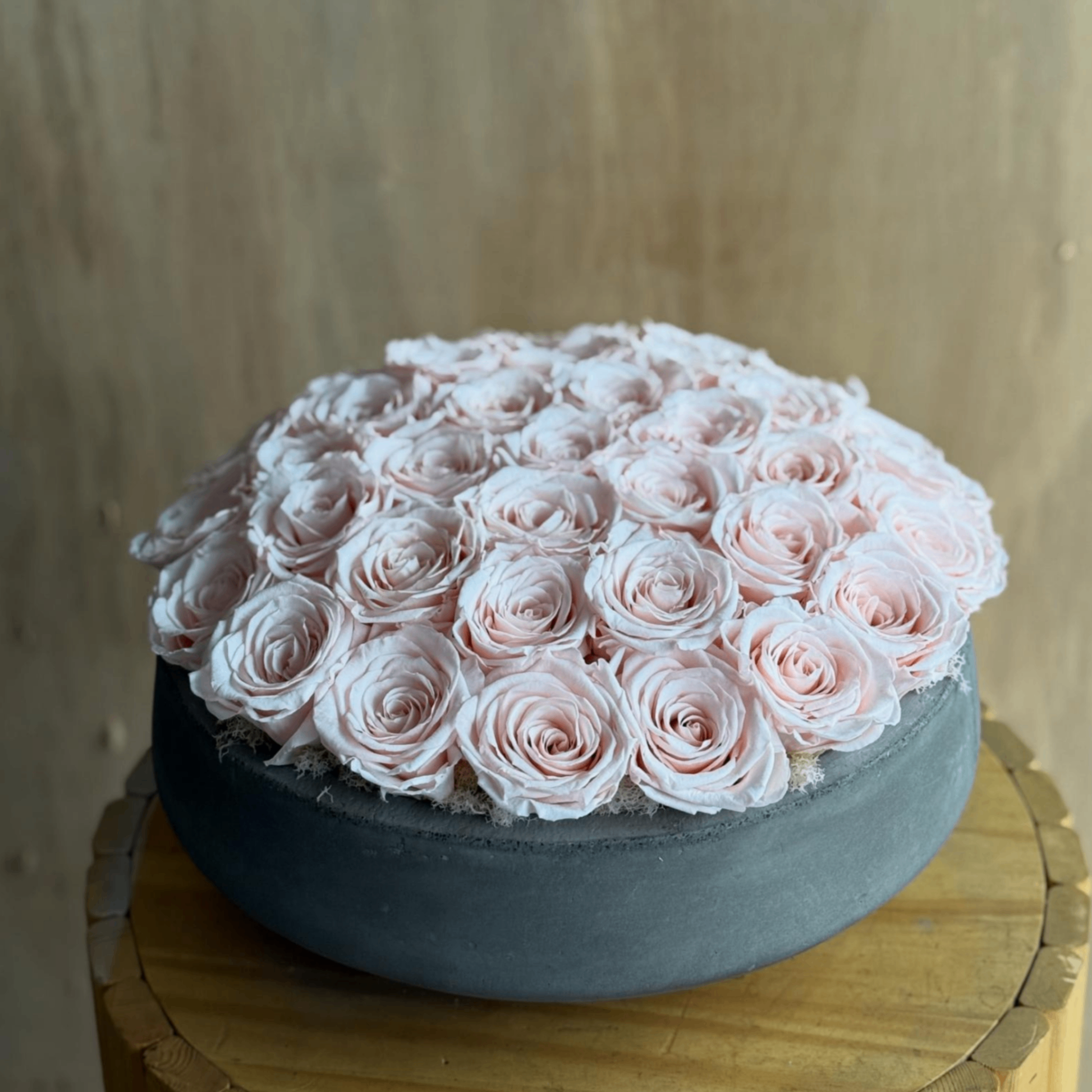 Pink garden roses bouquet with greenery