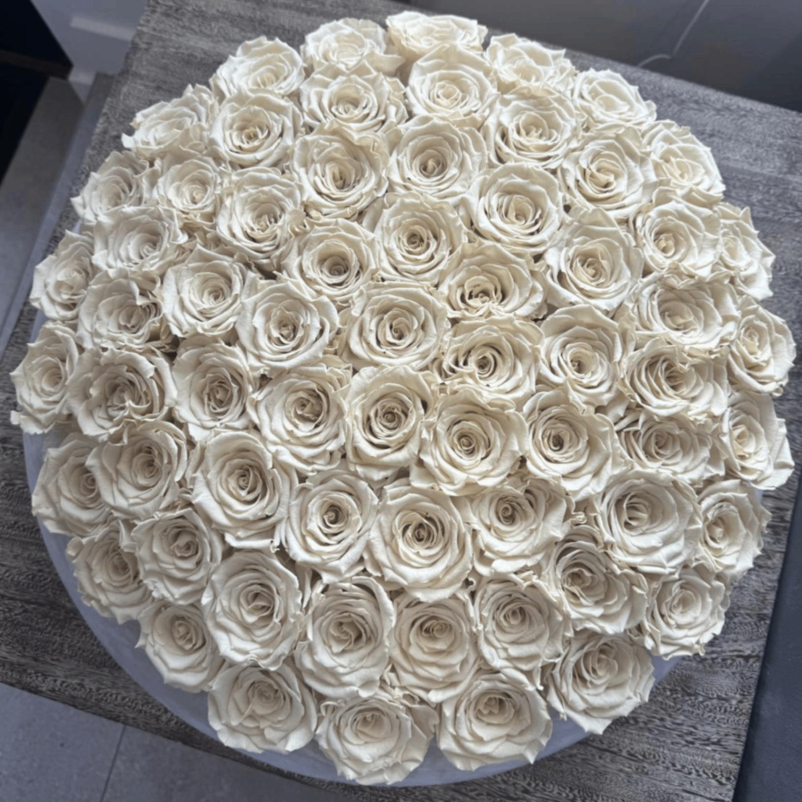 White rose dome arrangement