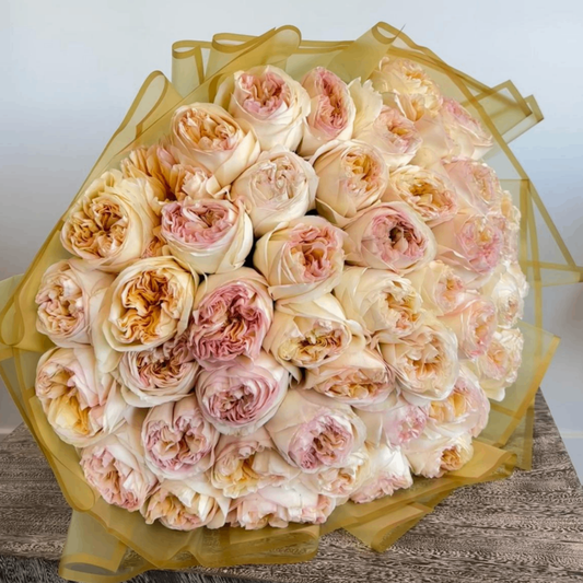Blush peach Juliet rose bouquet