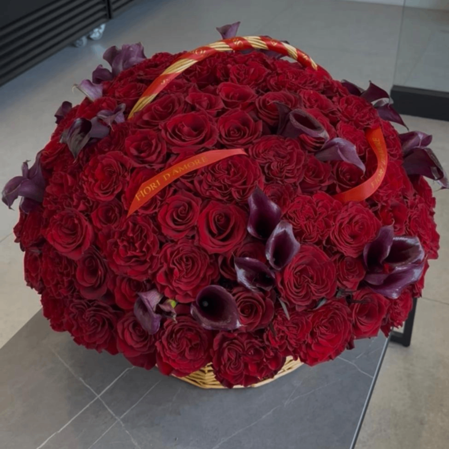 Massive deep red rose bouquet